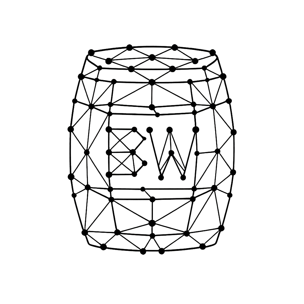 Logo de BlocksWine, icono circular rojo y blanco